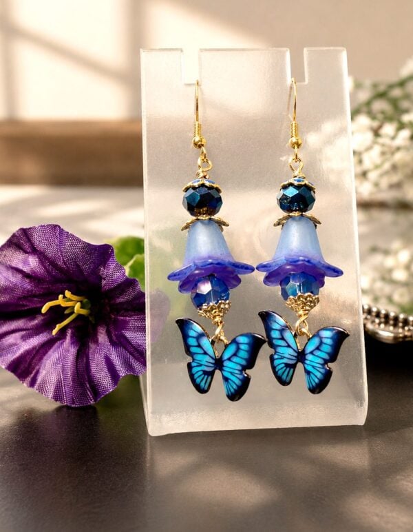 Blue/Navy/Purple Butterfly Dangles — handmade one-of-a-kind jewelry by The Kingwood Collection