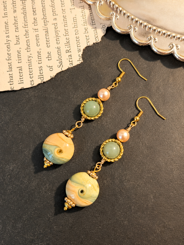 Jade and Sand Earrings