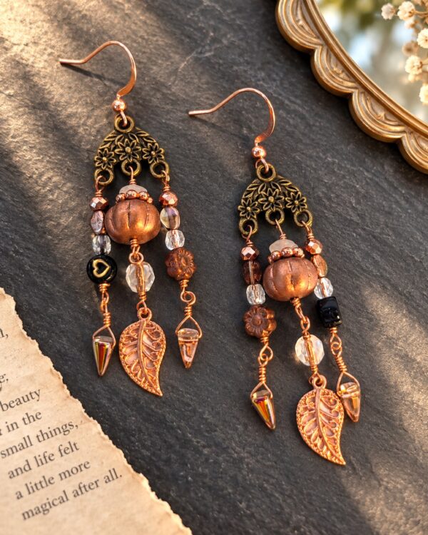 Copper Cauldron & Black Cats Earrings